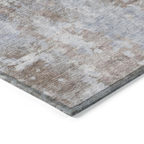 Mocha and Blue 3 ft. x 5 ft. Woven Abstract Rectangle Indoor/Outdoor Area Rug