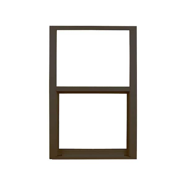 Ply Gem 36.25 in. x 37.625 in. 400 Series Bronze Aluminum Single Hung Window with LowE Glass, Block 23, Screen Included