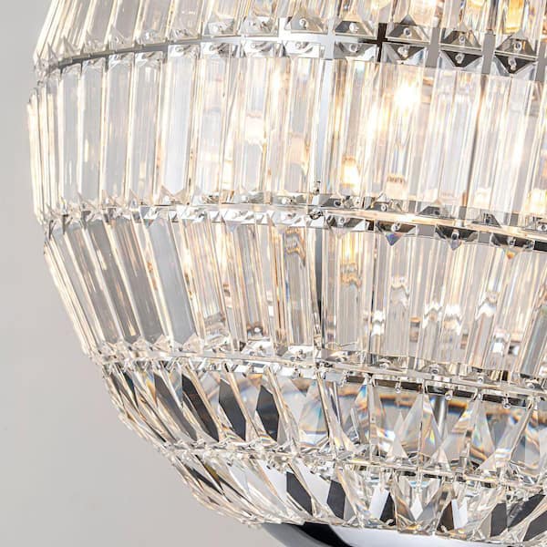 ZYZWMB 21.7 in. 6-Light Chrome Crystal Globe Chandelier YHF1059463