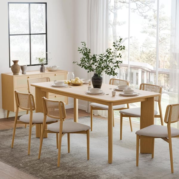 Dovelina George Modern Rectangle Natural Wood Color Oak Wood Top