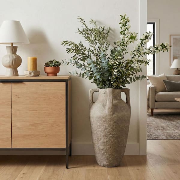 Paper Mache Jug Vase, Taupe