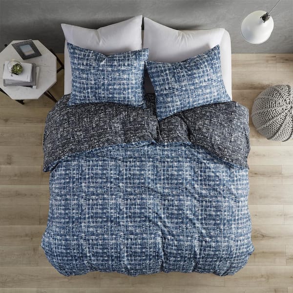 Maca 3-Piece Blue Solid Color Microfiber King/Cal King Duvet Cover Set