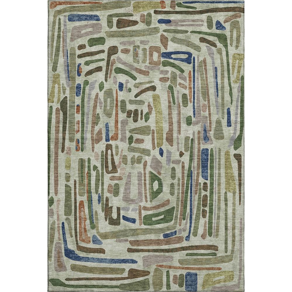 Mayfield Premium Machine Washable Abstract AMF2432 Aloe 3 ft. x 5 ft. Area Rug price history on PriceWatchPro