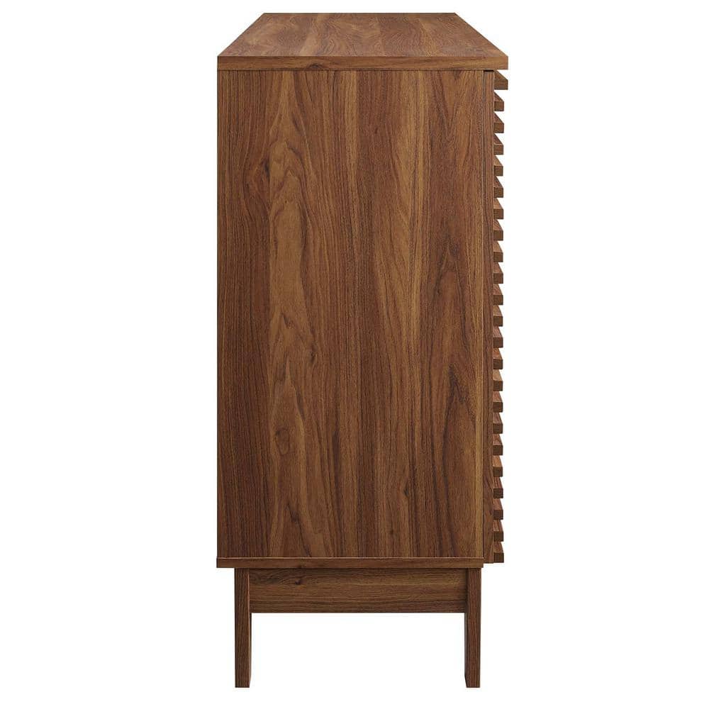 Mid-Century Walnut Grain Laminate Bar Cabinet with Wine Rack