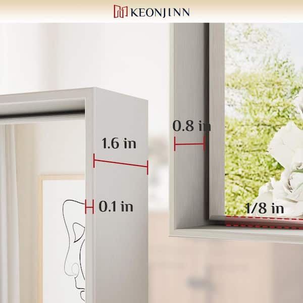 KeonJinn 55 in. W x 36 in. H Framed Brushed Silver Mirrors for