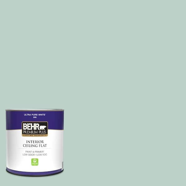 BEHR PREMIUM PLUS 1 qt. #S420-2 Moon Glass Ceiling Flat Interior Paint ...