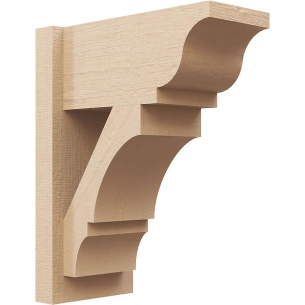 Ekena Millwork 8 in. x 20 in. x 16 in. Balboa Traditional Rough Cedar Woodgrain Timberthane Polyurethane Outlooker, Primed Tan