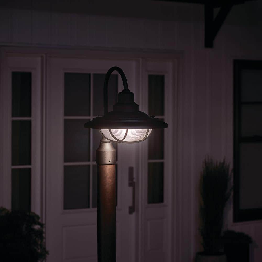 Harvest Ridge Black Aluminum Outdoor Post Light with White Shade