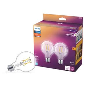 40-Watt Equivalent Ultra Definition G25 Clear Glass Dimmable E26 LED Light Bulb Soft White with Warm Glow 2700K (2-Pack)