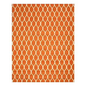 Orange 5 ft. x 8 ft. Hand Tufted Wool Transitional Chain-Link Area Rug