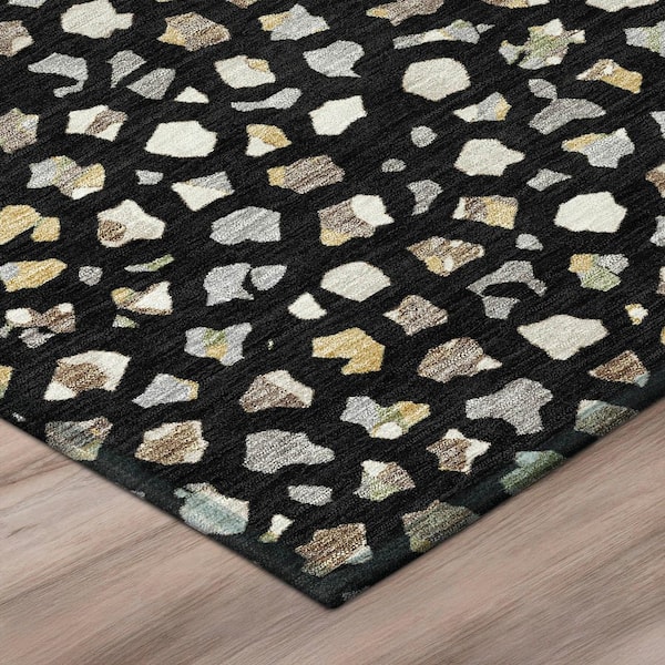 Chantille Machine Washable Indoor/Outdoor Abstract ACN3089 Black 10 ft. x 14 ft. Area Rug