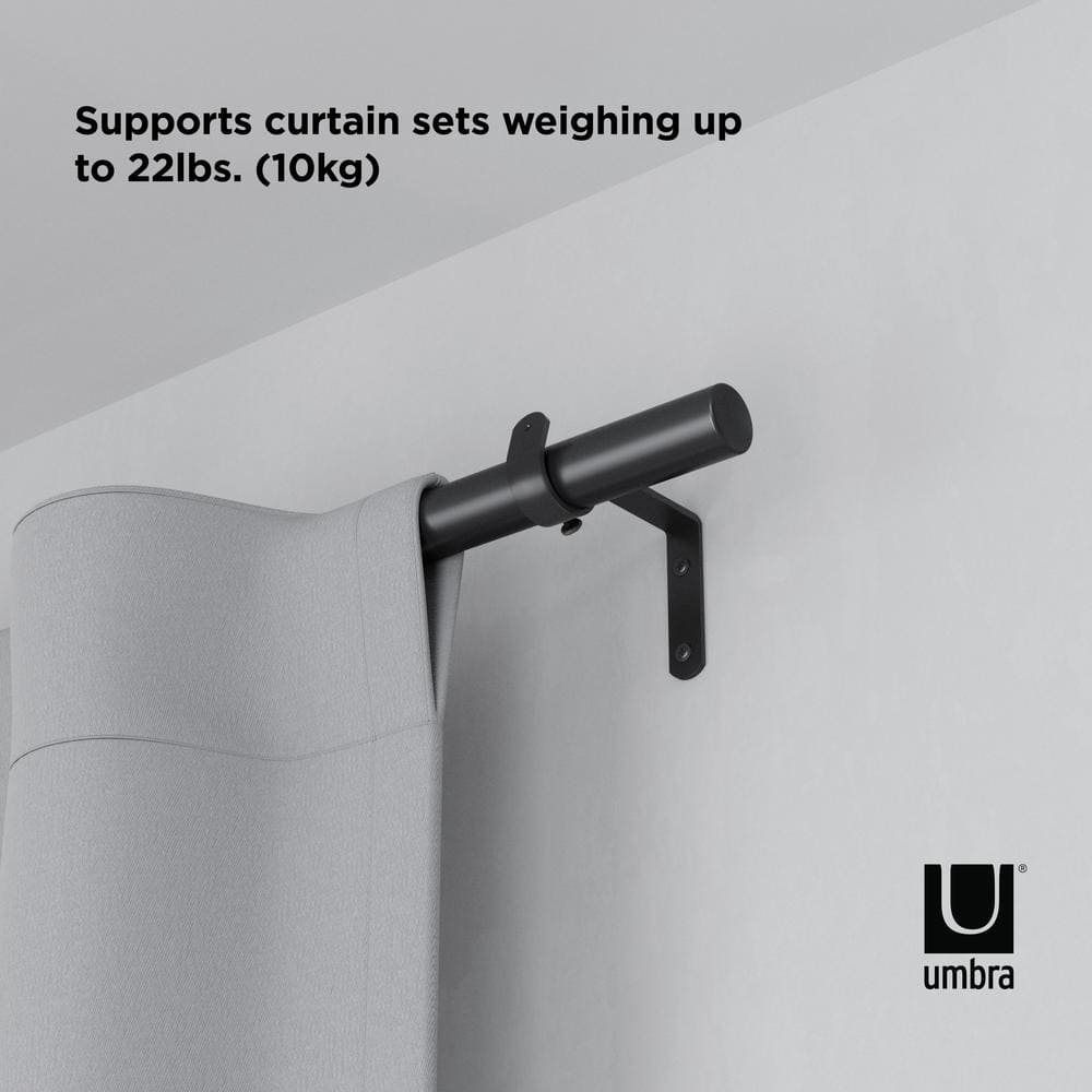 Matte Black Expandable Steel Curtain Rod with Cylindrical Finials