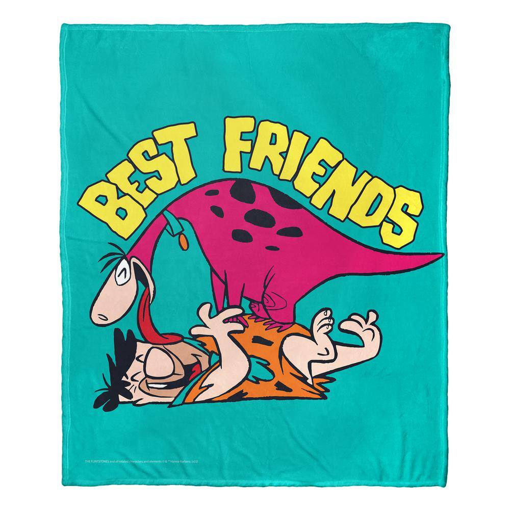 Flintstones Best Friends Teal and Pink Silk Touch Throw Blanket