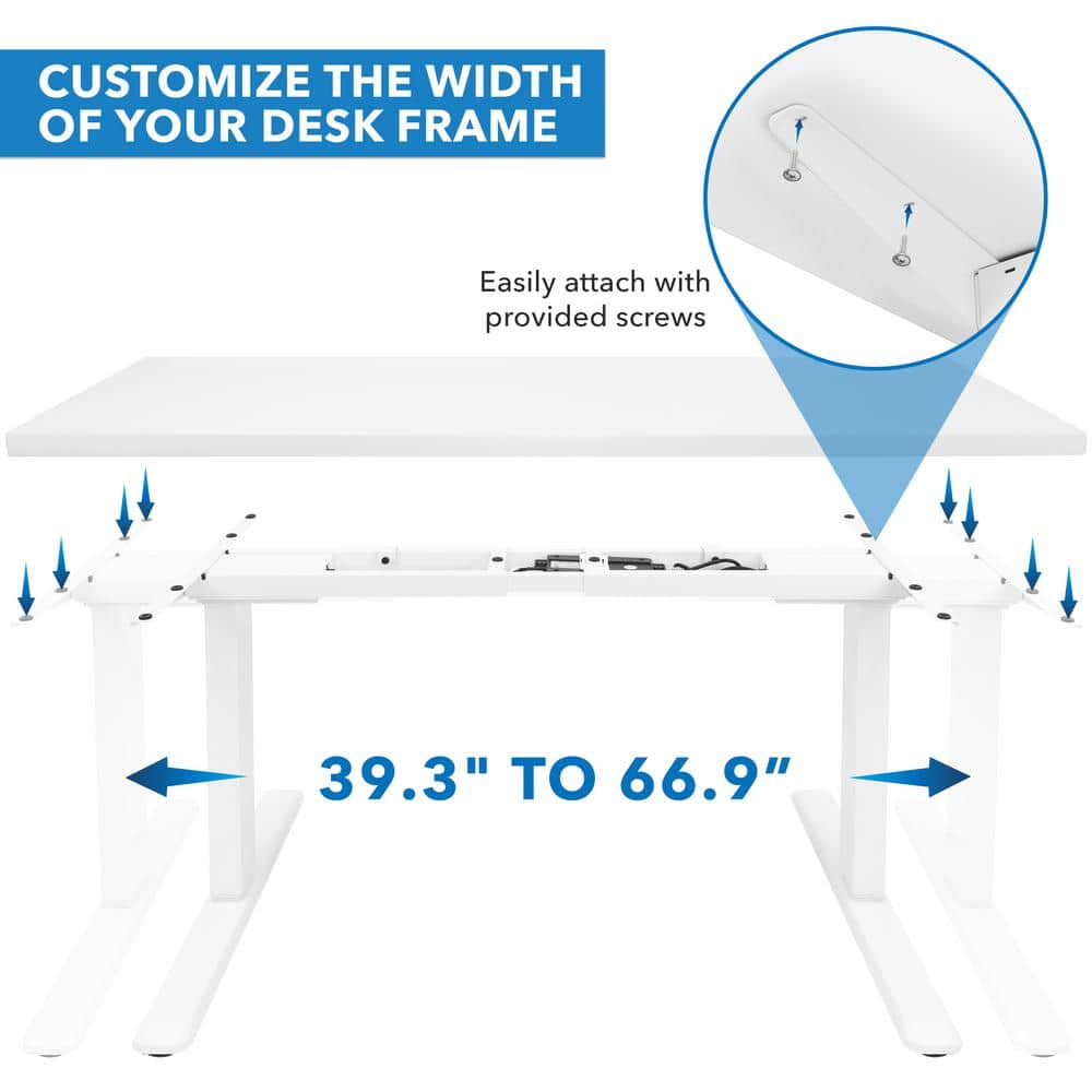 ElevatePro White Electric Adjustable Sit/Stand Desk with Touchscreen Control