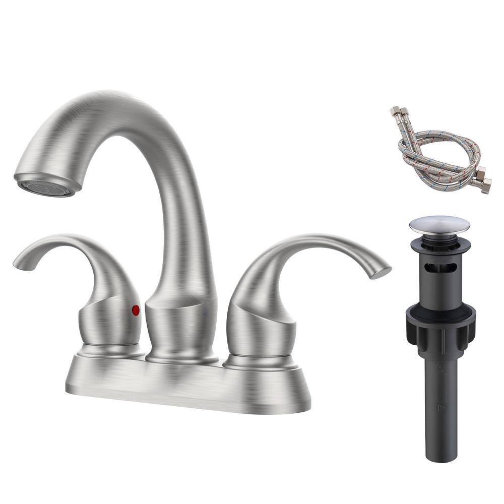 4 in. Centerset 2-Handle Bathroom Faucet with Spot Defense and Drain Assemb