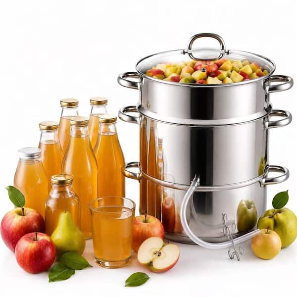 Classic 11qt Steam Canner Juice Extractor,S/S Multipot w/Glass Lid,Clamp, 2Hose,Fruit Vegetables for Making Jelly,Sauces