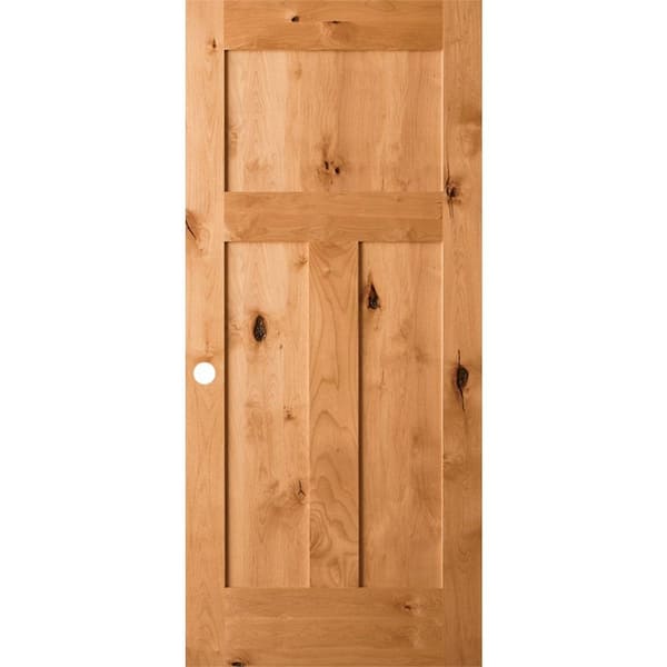 Krosswood Doors 30 in. x 80 in. Craftsman 3-Panel Shaker Solid Wood ...