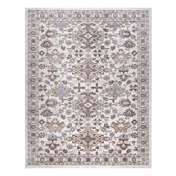 Alor Arcadia Ivory 8 ft. x 10 ft. Oriental/Border Indoor Area Rug