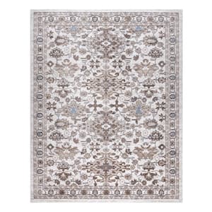 Alor Arcadia Ivory 5 ft. x 7 ft. Oriental/Border Indoor Area Rug