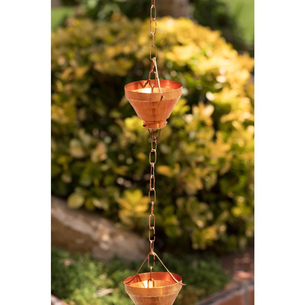 8.5 ft Pure Copper Large Cup Rain Chain