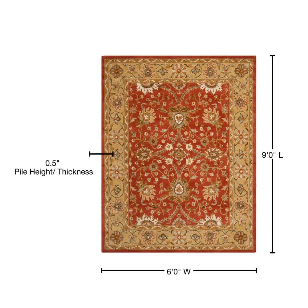 Heirloom Rust & Gold Tufted Wool 6x9 Area Rug