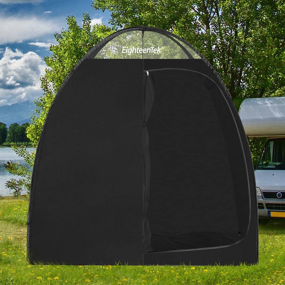 EighteenTek Black Polyester 2-Room Camping Shower Tent