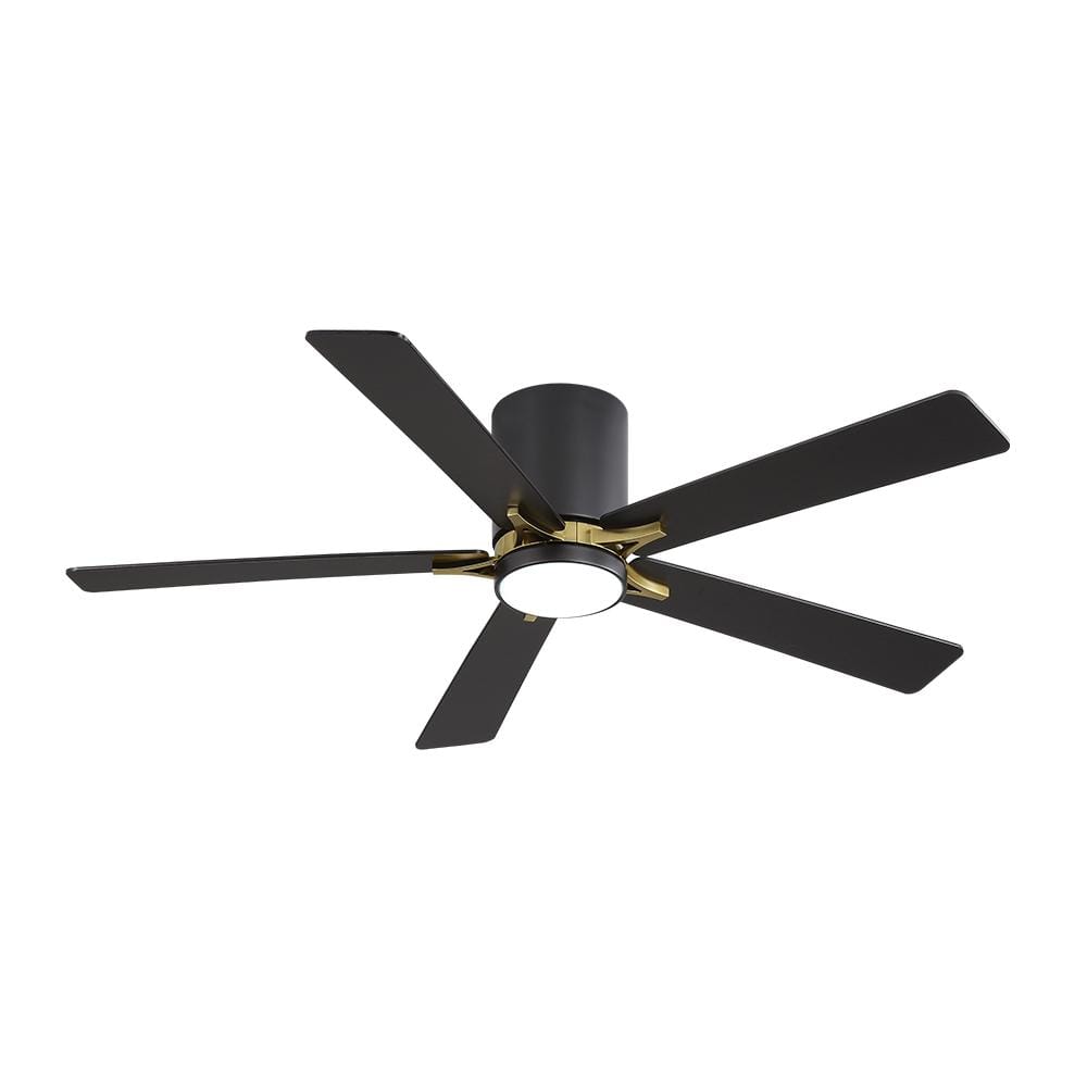 52 in. (4.3 ft. ) DC Motor Indoor Flush Mount Ceiling Fan with Integrated LED, Black and Gold price history on PriceWatchPro