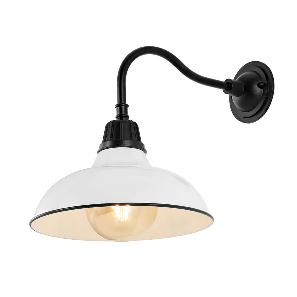 Aurora 12.25" White Iron LED Gooseneck Arm Outdoor Sconce