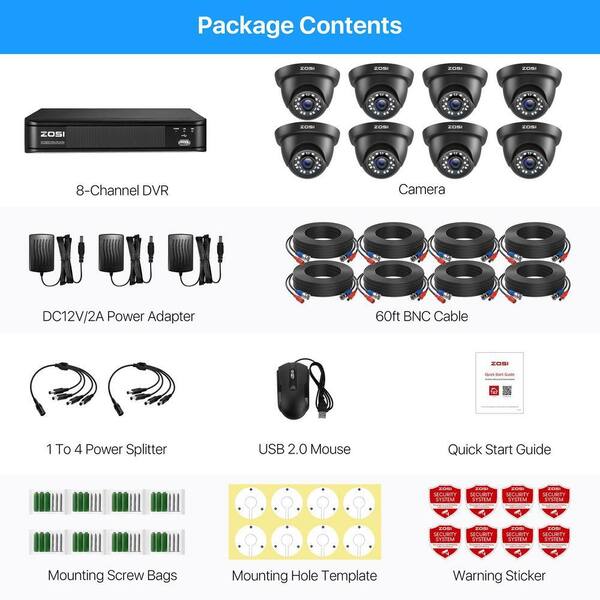 ZOSI 8-Channel 5Mp-Lite 2TB DVR Security Camera System with 8