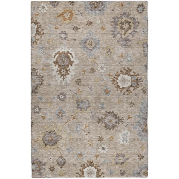 Dream Shag Premium Machine Washable Abstract ADS753 Taupe 5 ft. x 7 ft. 6 in. Area Rug