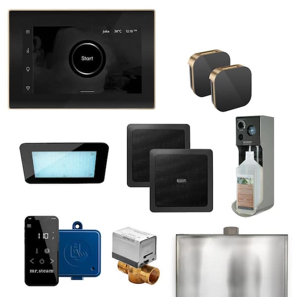 Mr. Steam XDream Max Steam Generator Control Kit with iSteamX Control and Aroma Glass Steamhead in Black Brushed Bronze