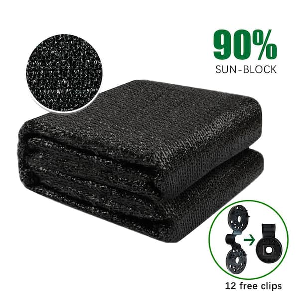 Shatex 8 ft. x 15 ft. 90% Shade Cloth Black Sunblock Fabric Cut Edge with Free Cilps UV Resistant for Patio/Pergola/Canopy