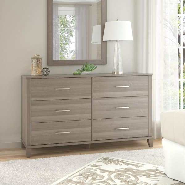 Bush Furniture Somerset Ash Gray 6-Drawer 59.29 in. Dresser