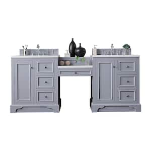 De Soto 83.1 in. W x 23.5 in. D x 36.3 in. H Double Bath Vanity in Silver Gray with Solid Surface Top in Arctic Fall