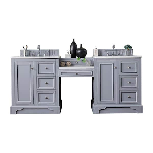 James Martin Vanities De Soto 83.1 in. W x 23.5 in. D x 36.3 in. H Double Bath Vanity in Silver Gray with Solid Surface Top in Arctic Fall