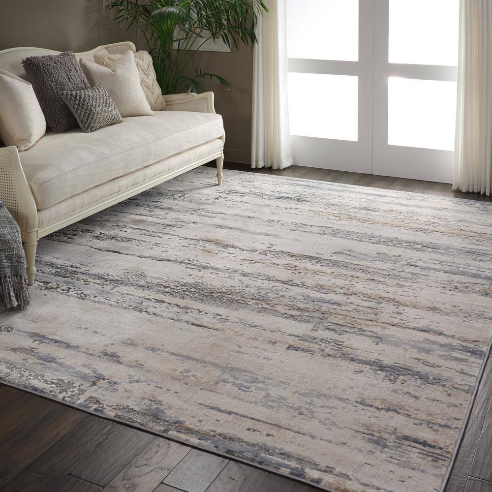 Urban Loft Abstract Gray Synthetic 7'10" x 10'6" Area Rug