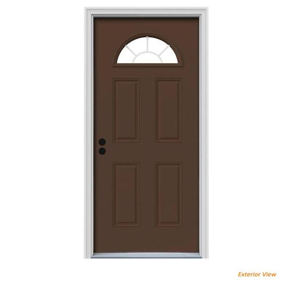 JELD-WEN 30 in. x 80 in. Fan Lite Dark Chocolate Painted Steel