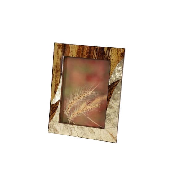 5 in. x 7 in. Large Inlaid Gold Capiz Shell and Banana Wood Picture Frame