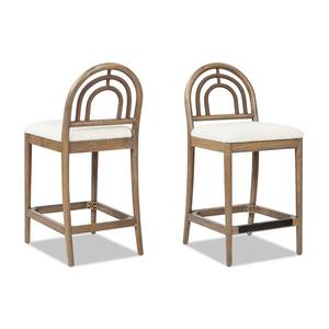 Leon 27 in. Arched Back Wood & Upholstered Set of 2 Counter Stools