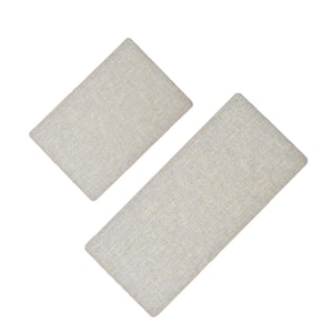 Woven Effect Beige 18 in. x 47 in. and 18 in. x 32 in. Polyester Set of Kitchen Mat