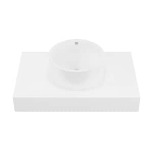 Monaco 36 in. Floating Bathroom Shelf with Vessel Sink in Glossy White