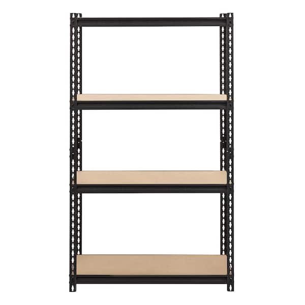 Riveted Garage Storage Shelving Unit, 4-Shelf Steel Black Unit 36 in. W x 60 in. H x 18 in. D