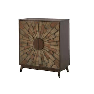Smoke Brown Wood Accent Cabinet with Dimensional Starburst Pattern (31.5 in. W x 36.63 in. H)