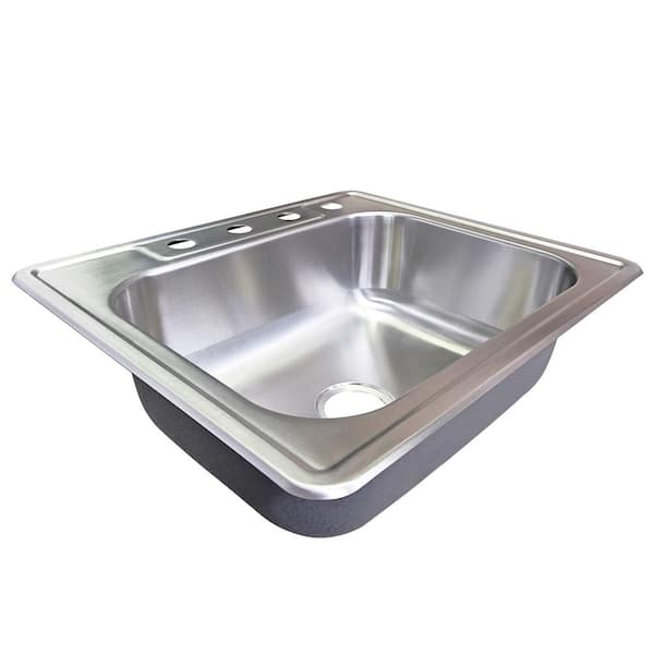 Drop-In Stainless Steel 25 in. 4-Hole Single Bowl Kitchen Sink
