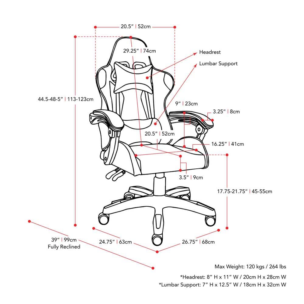 Ravagers Pink and White Ergonomic PVC Gaming Chair with Adjustable Height