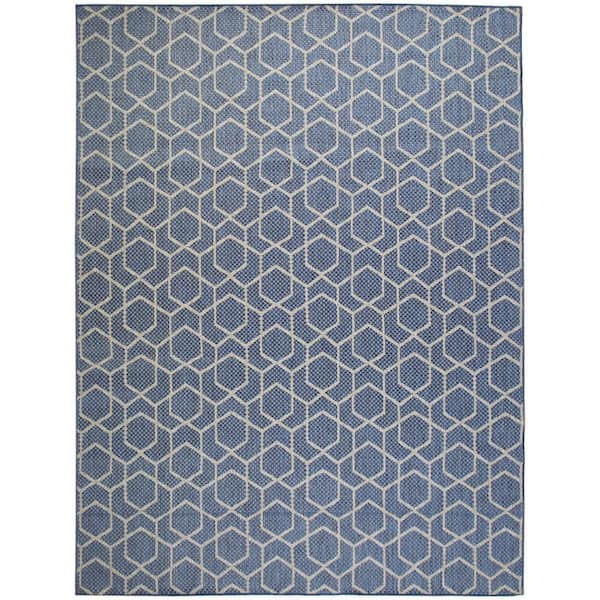 Nourison Horizon Indoor/Outdoor Denim 10 ft. x 14 ft. All-over design Contemporary Area Rug