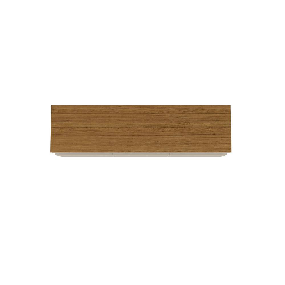 Off White and Cinnamon Mid-Century Modern TV Stand with Cabinet