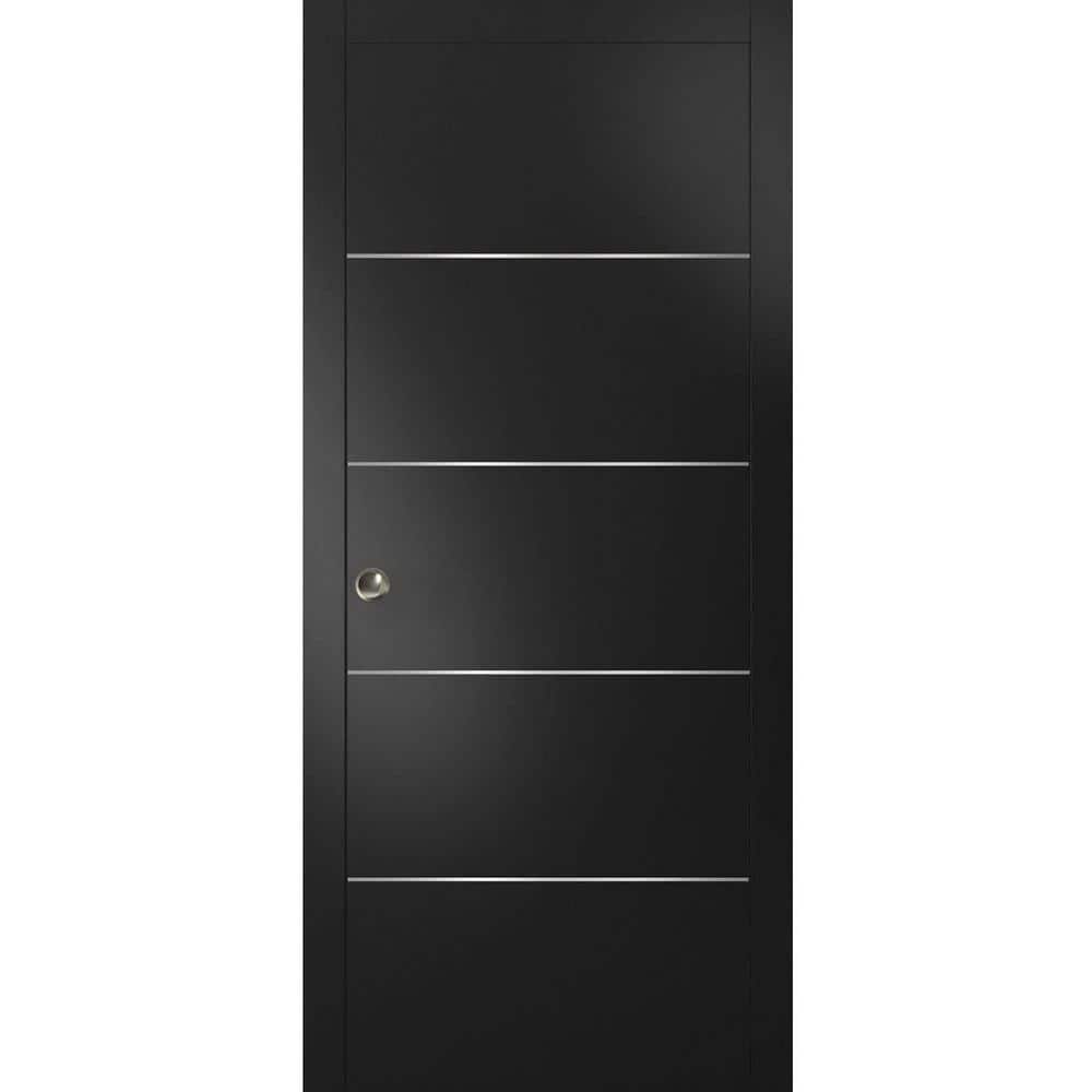 Assemble Required Planum 0020 28 in. x 96 in. Flush Black Finished WoodSliding Door with Single Pocket Hardware price history on PriceWatchPro