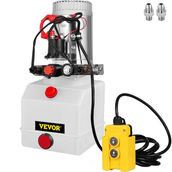 VEVOR Hydraulic Pump 3 Quart Dump Trailer Car Lifting Power Unit Double Acting 12-Volt DC Plastic for Stackers