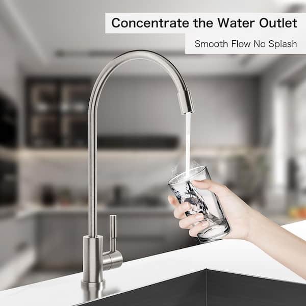 Logmey Single-Handle Modern Style Stainless Steel Kitchen Sink Drinking Purifier Beverage Faucet in Brushed Nickel, Silver